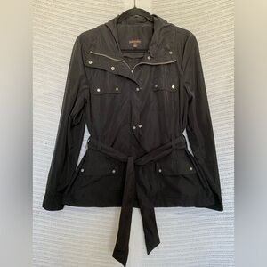 Dana Buchman Black Utility Jacket with Tailored Fit and Silver Hardware